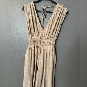 By Together Beige wide leg jumpsuit EUC